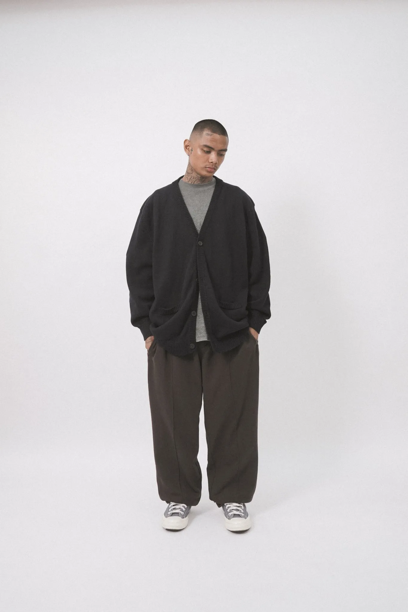 ROGUE SPLIT WIDE PANTS IN CHARCOAL GREY