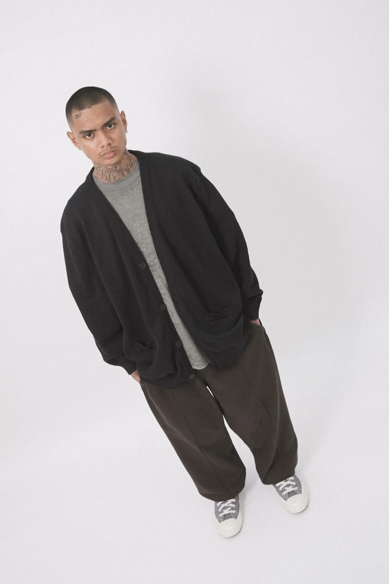 ROGUE SPLIT WIDE PANTS IN CHARCOAL GREY
