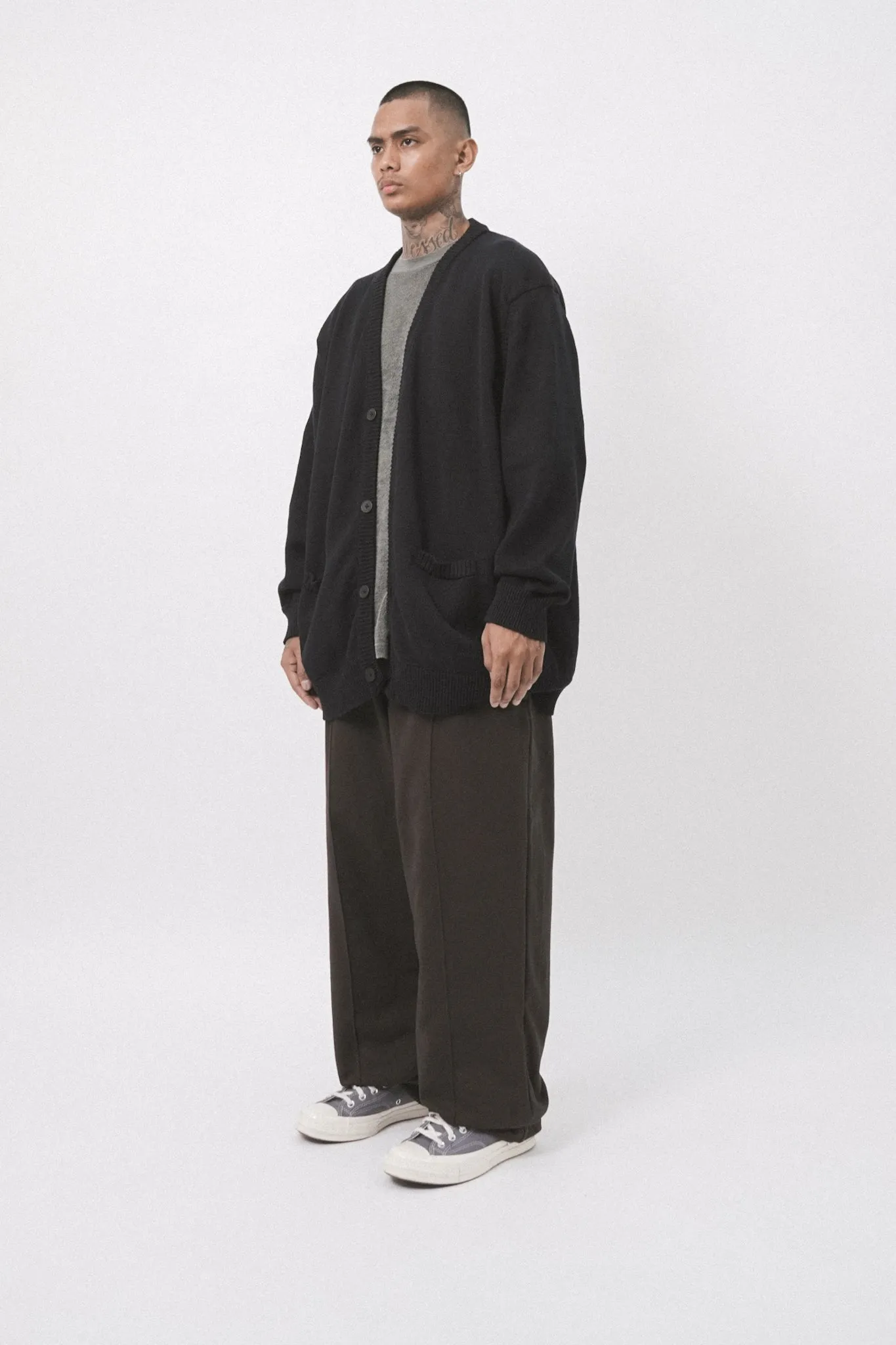 ROGUE SPLIT WIDE PANTS IN CHARCOAL GREY