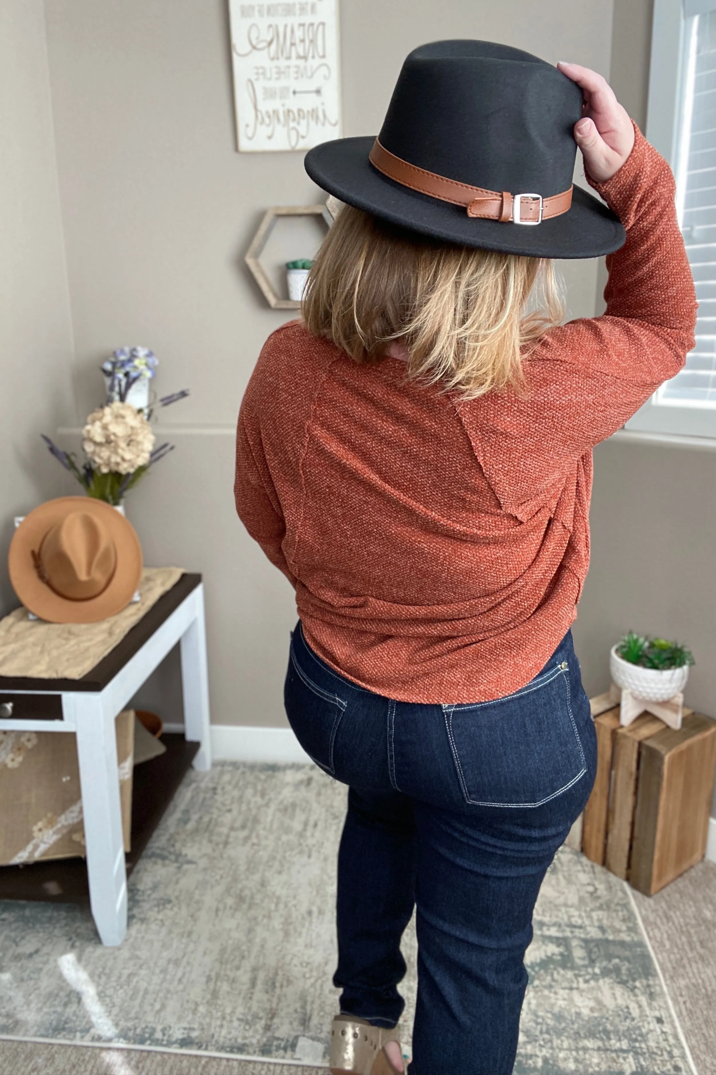 Rust Long Sleeve Knit Sweater