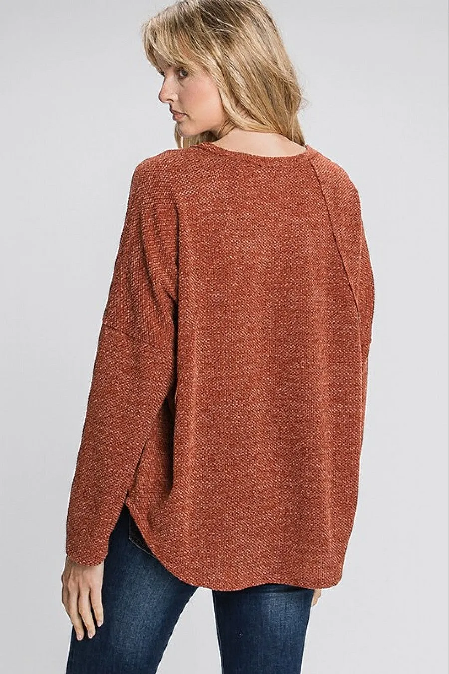 Rust Long Sleeve Knit Sweater