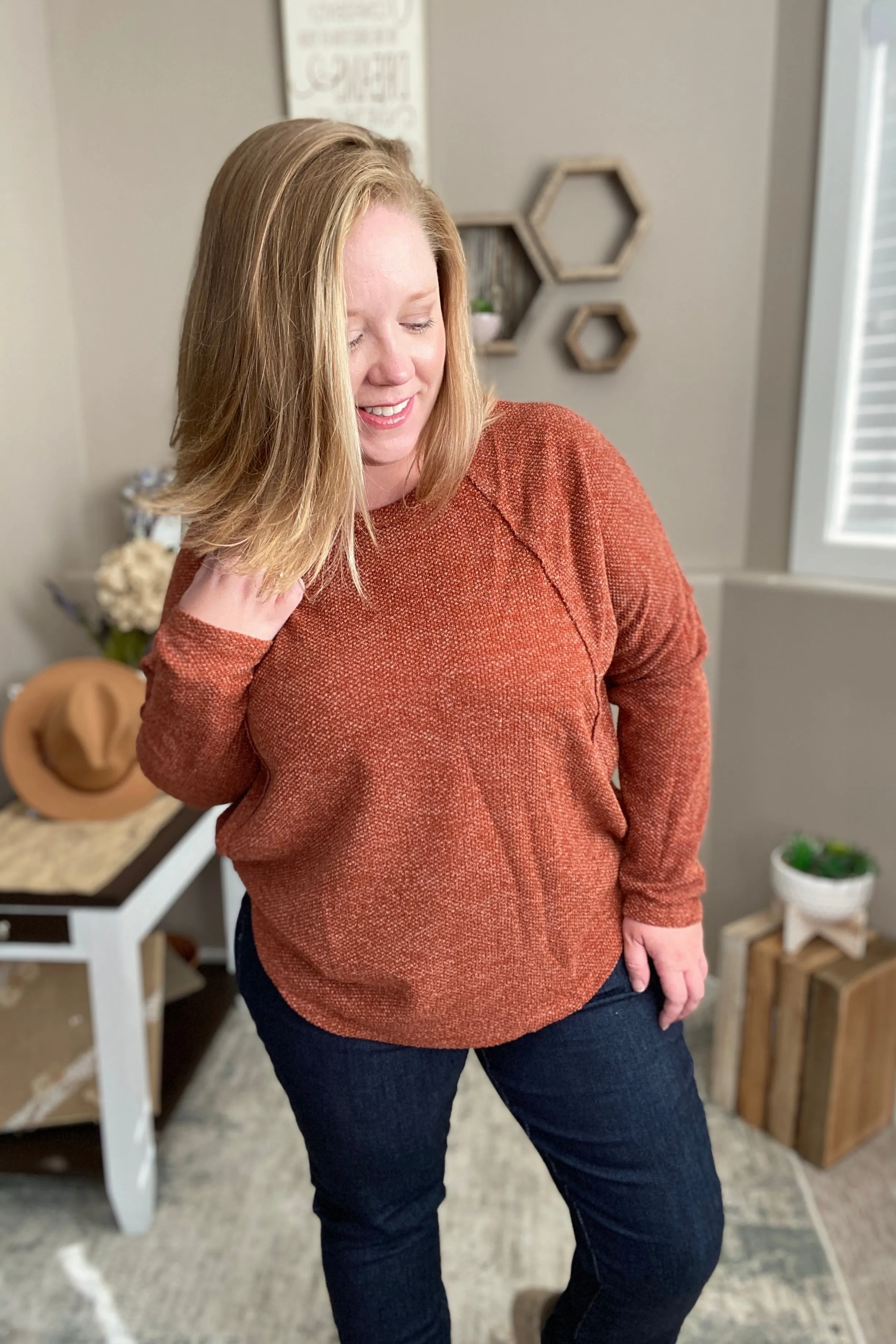 Rust Long Sleeve Knit Sweater