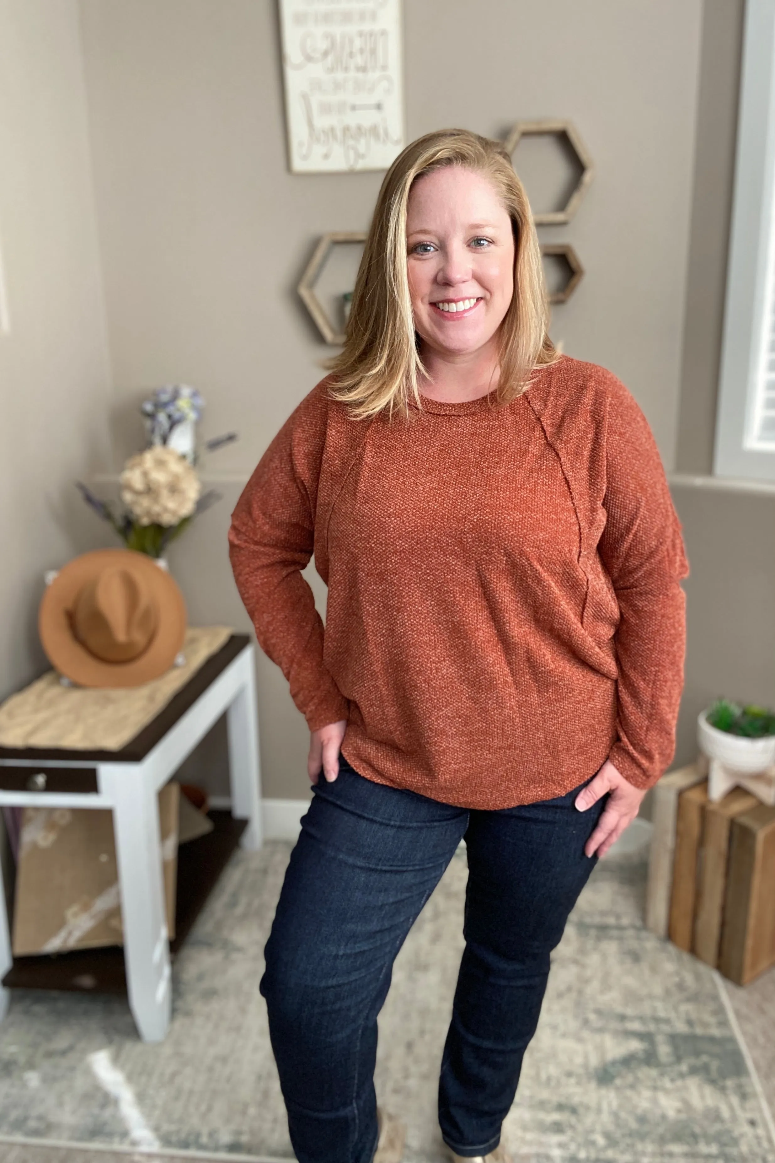 Rust Long Sleeve Knit Sweater