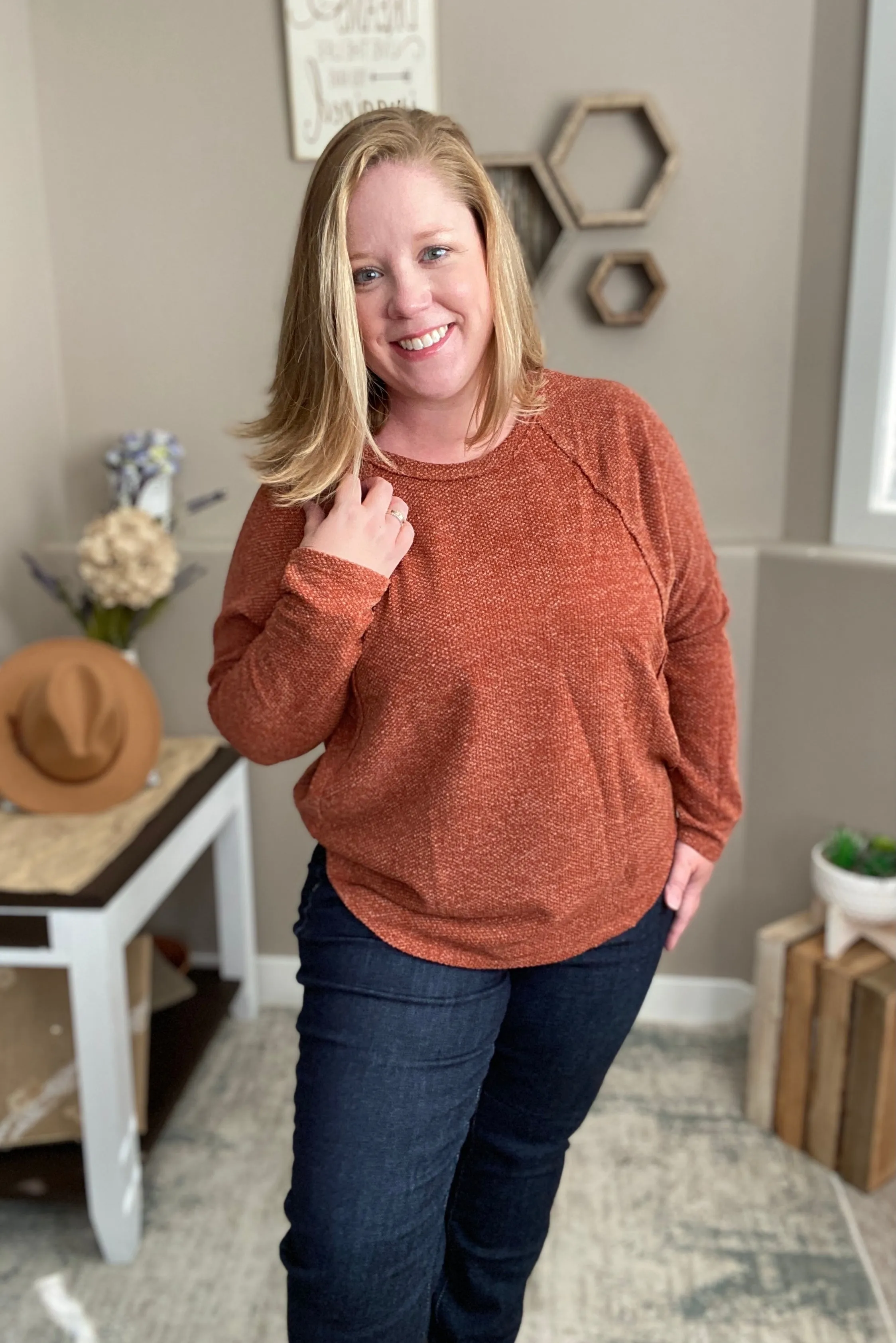 Rust Long Sleeve Knit Sweater
