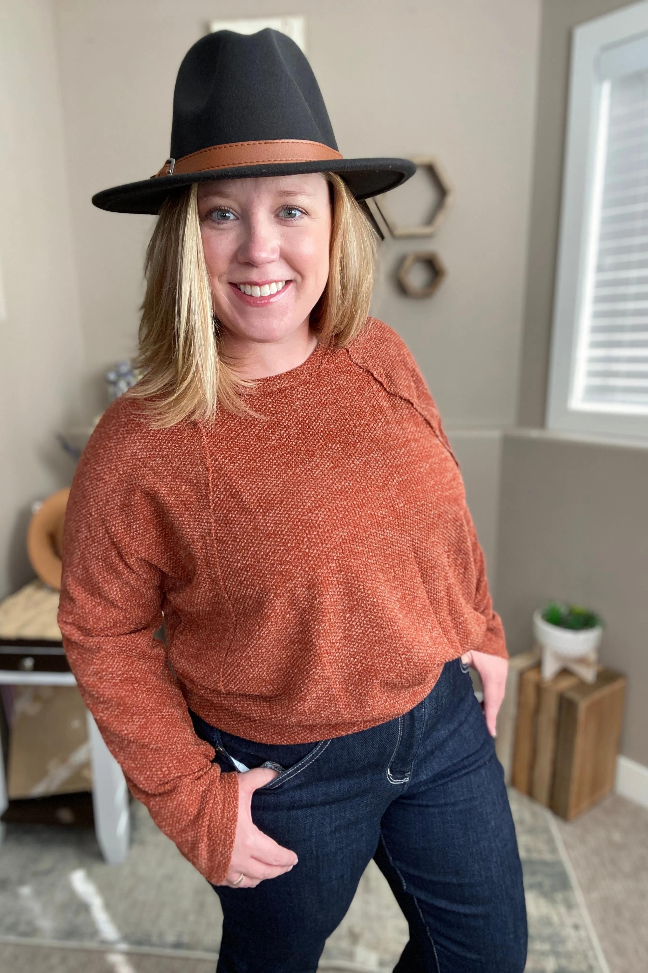 Rust Long Sleeve Knit Sweater