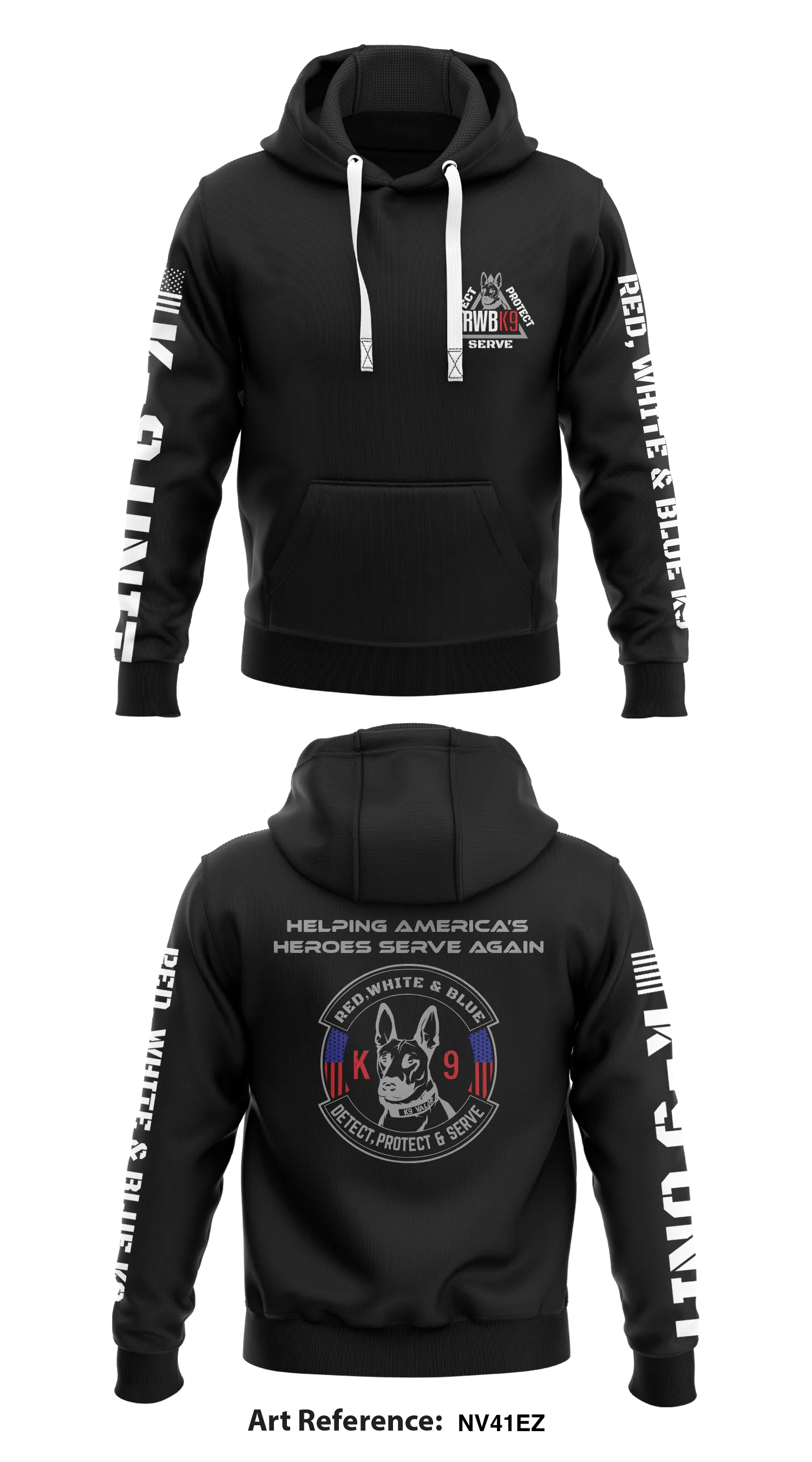 RWBK9 RED, WHITE & BLUE K9 Store 1  Core Men's Hooded Performance Sweatshirt - NV41eZ