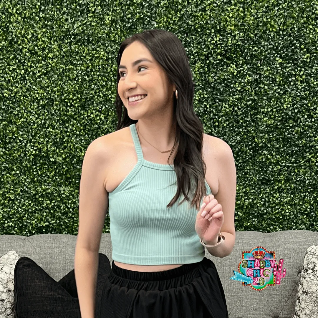 Sage Vibing Cami Crop Top