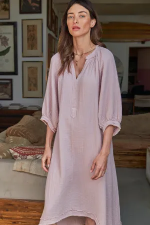 Shell Pink Gauze Dress with Pockets
