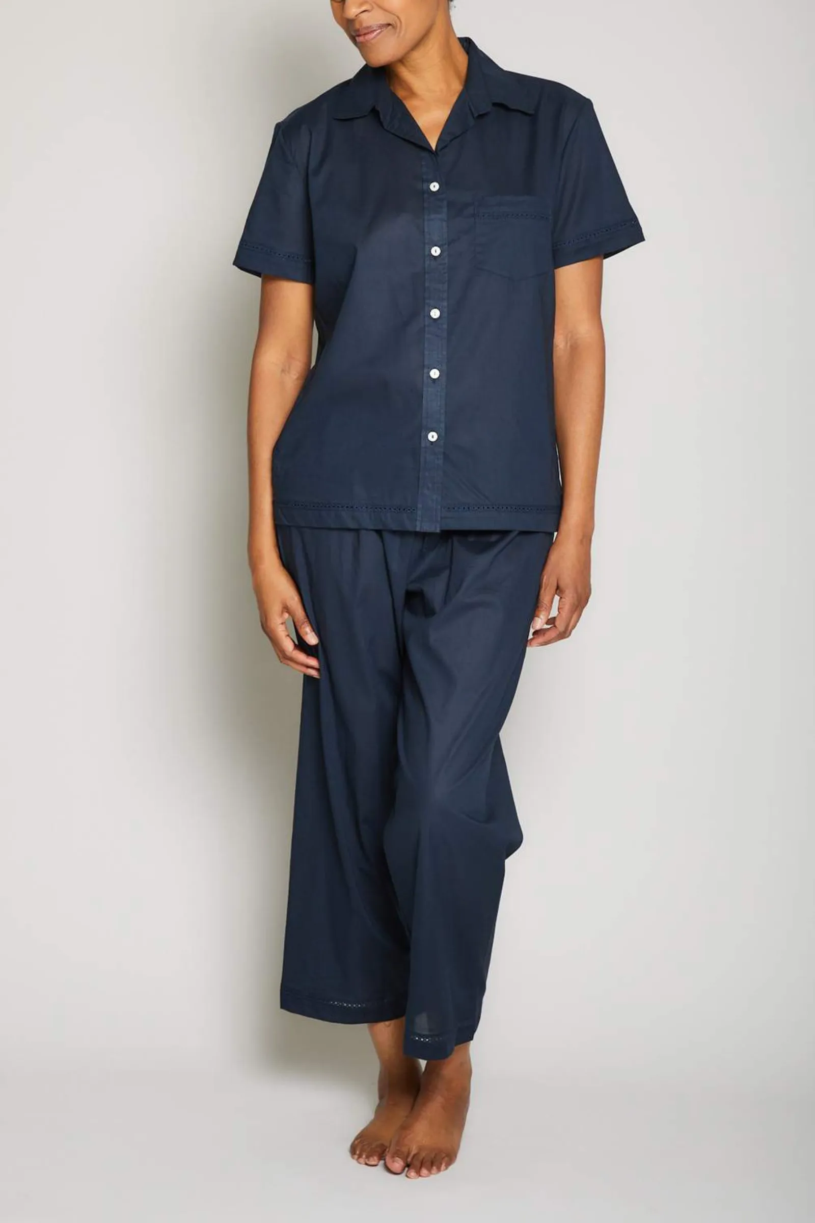 Short Sleeve Crop Pant PJ Set - Royal Navy