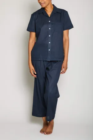 Short Sleeve Crop Pant PJ Set - Royal Navy