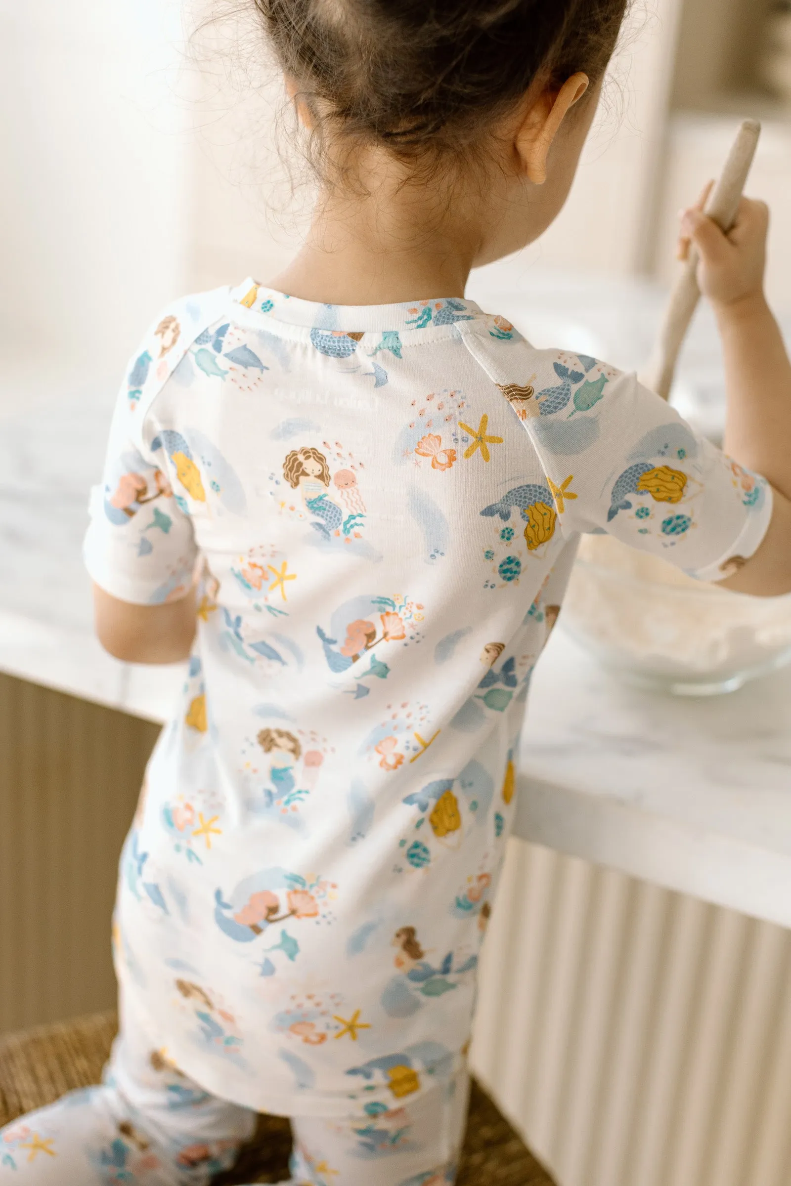 Short Sleeve Long Pants Pajama Set - Mermaids
