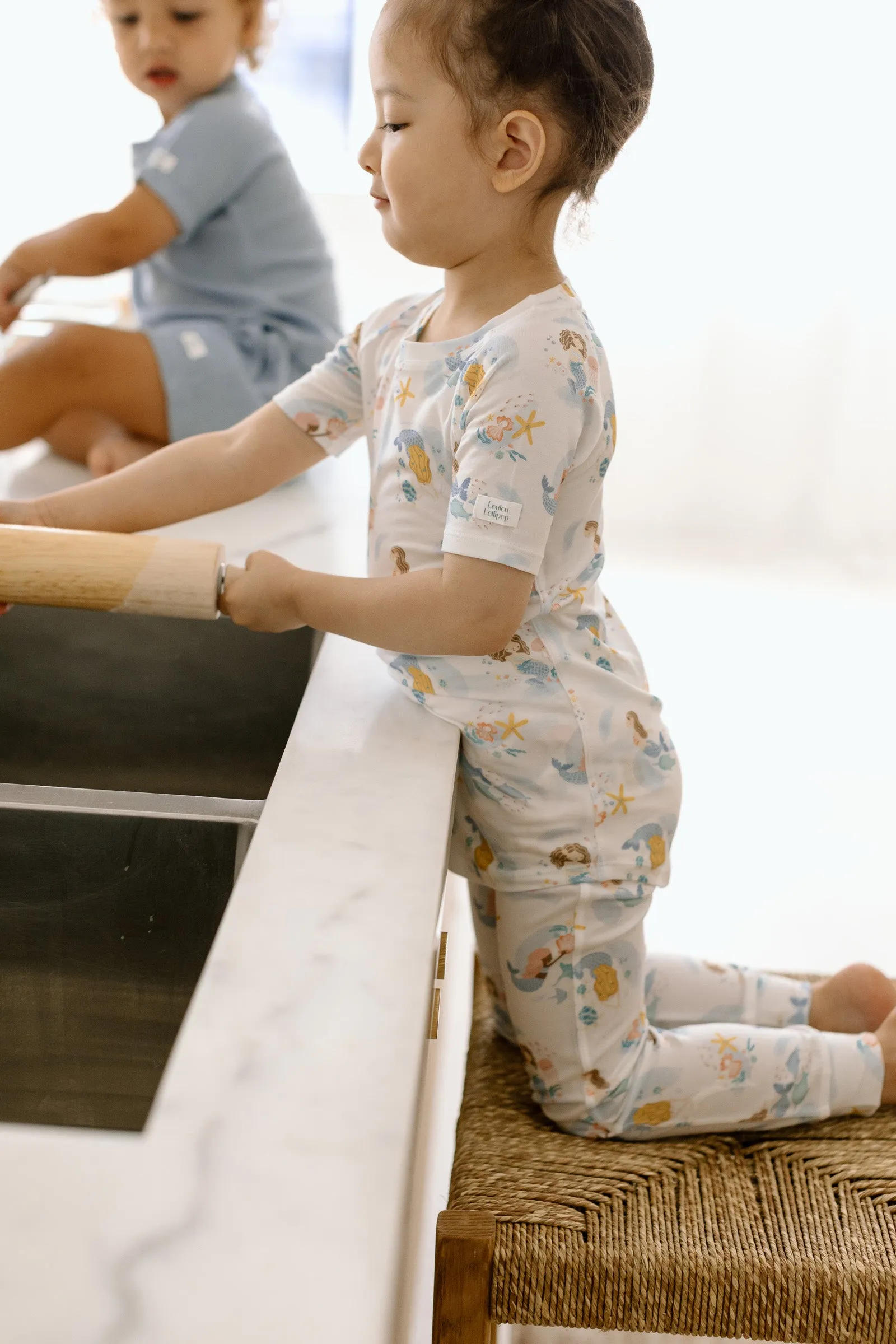 Short Sleeve Long Pants Pajama Set - Mermaids