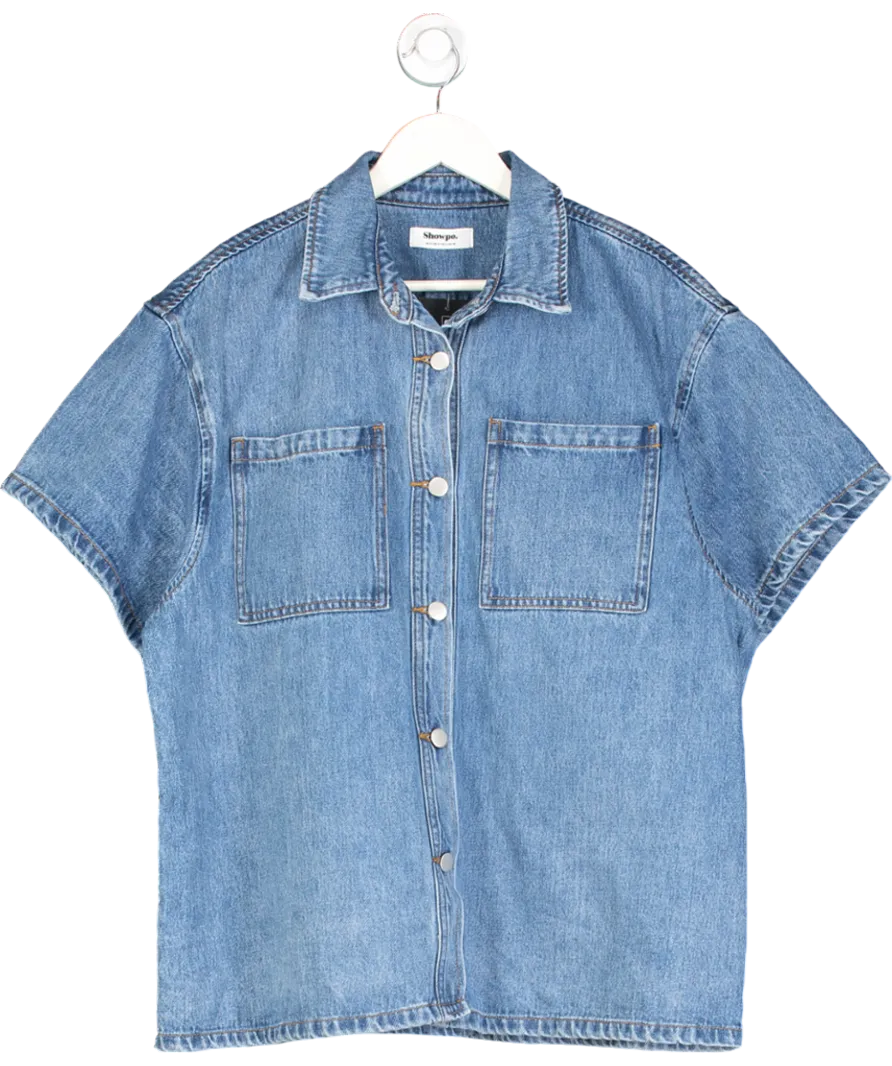 Showpo Blue Rhianna Oversized Recycled Denim Shirt UK 8