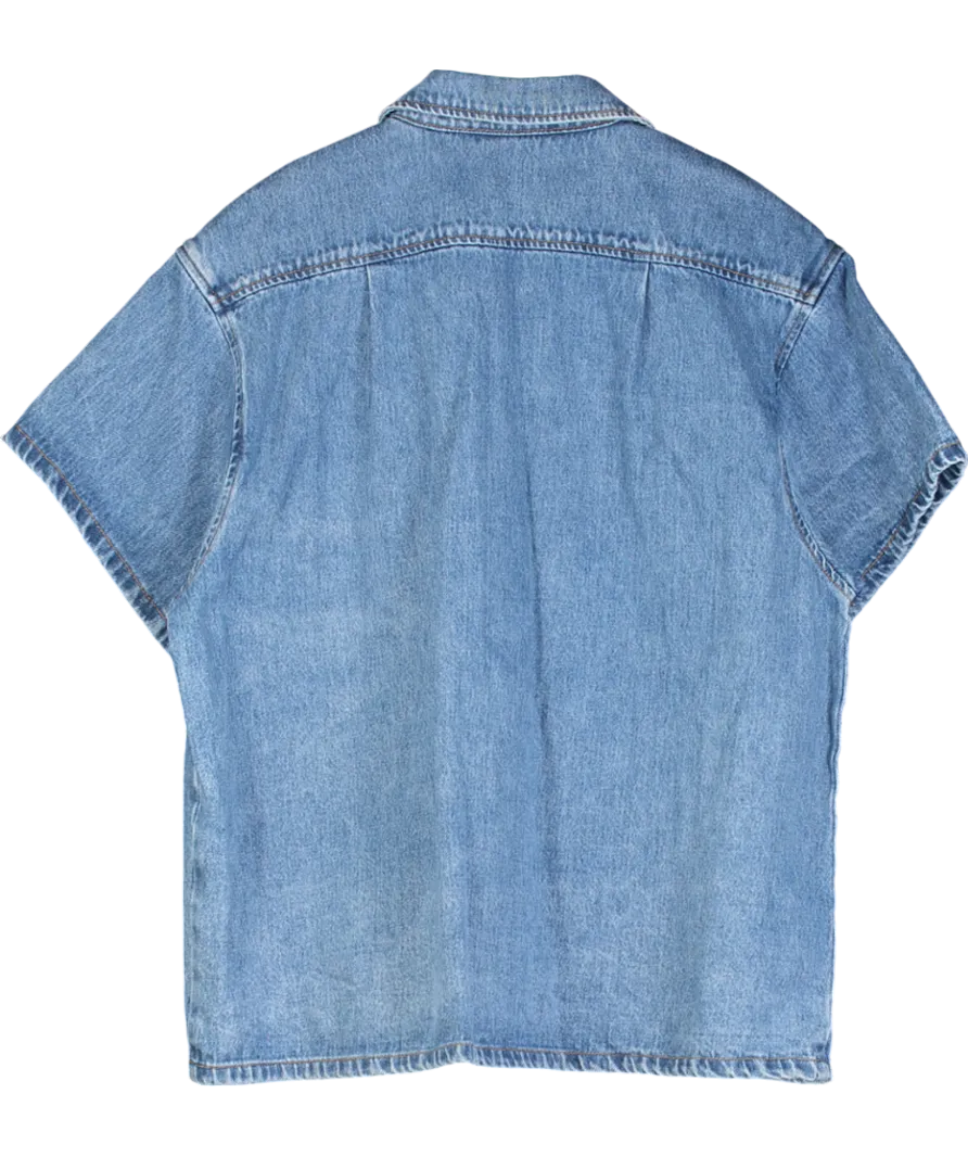 Showpo Blue Rhianna Oversized Recycled Denim Shirt UK 8