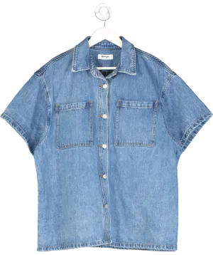 Showpo Blue Rhianna Oversized Recycled Denim Shirt UK 8