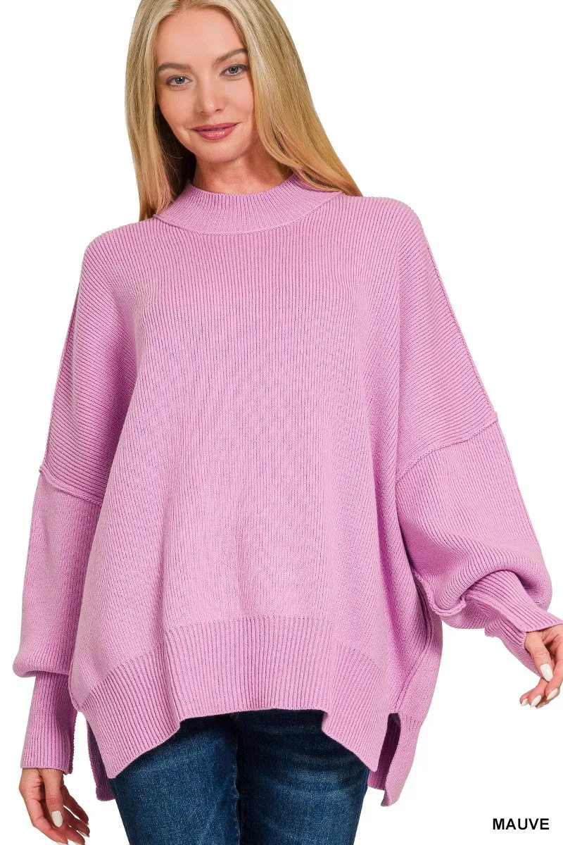 SIDE SLIT OVERSIZED SWEATER