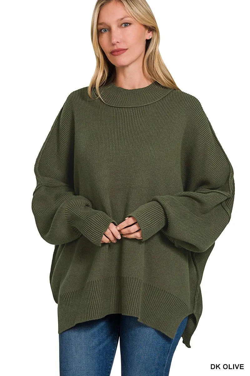 SIDE SLIT OVERSIZED SWEATER