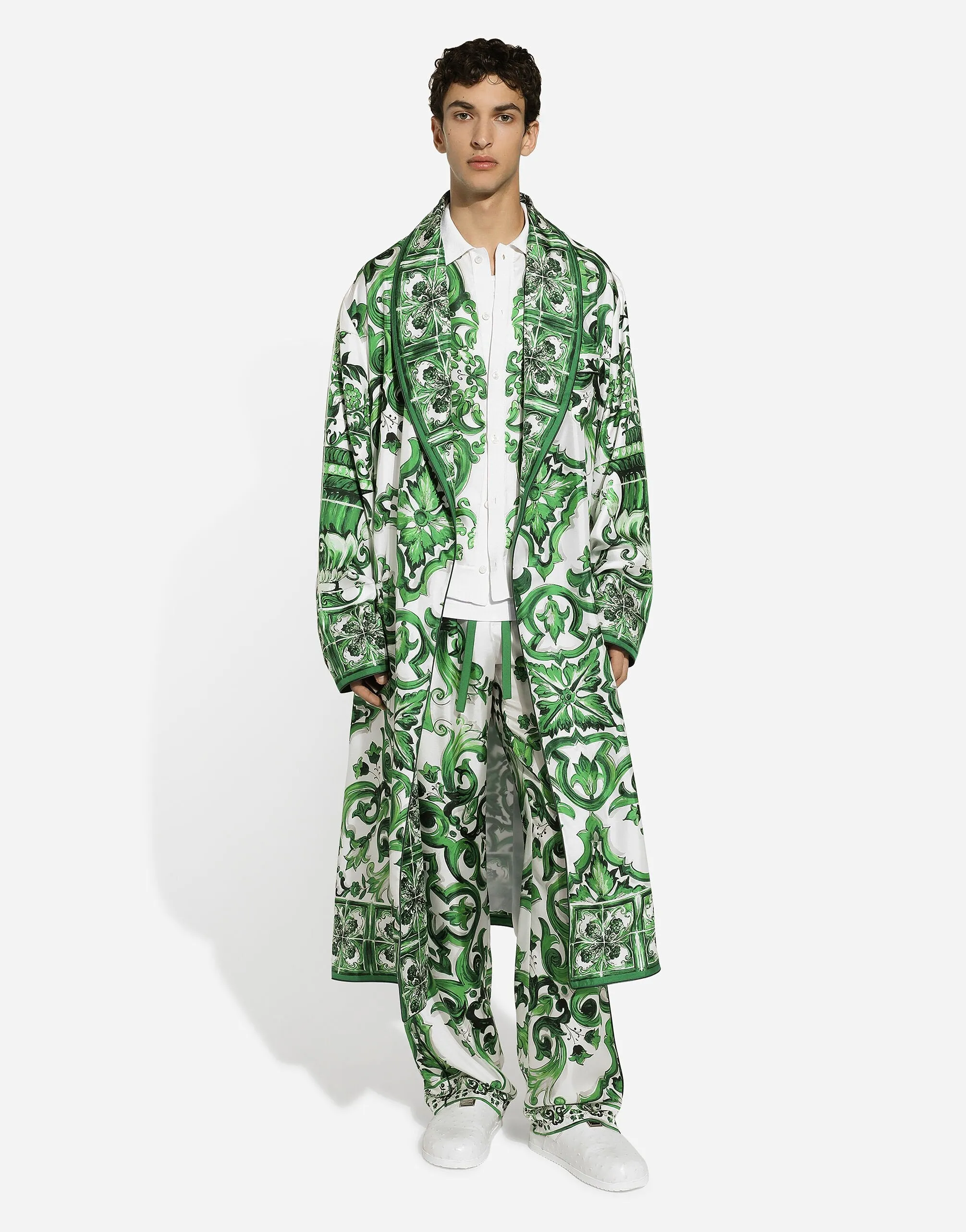 Silk Twill Robe With Majolica Print