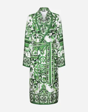 Silk Twill Robe With Majolica Print