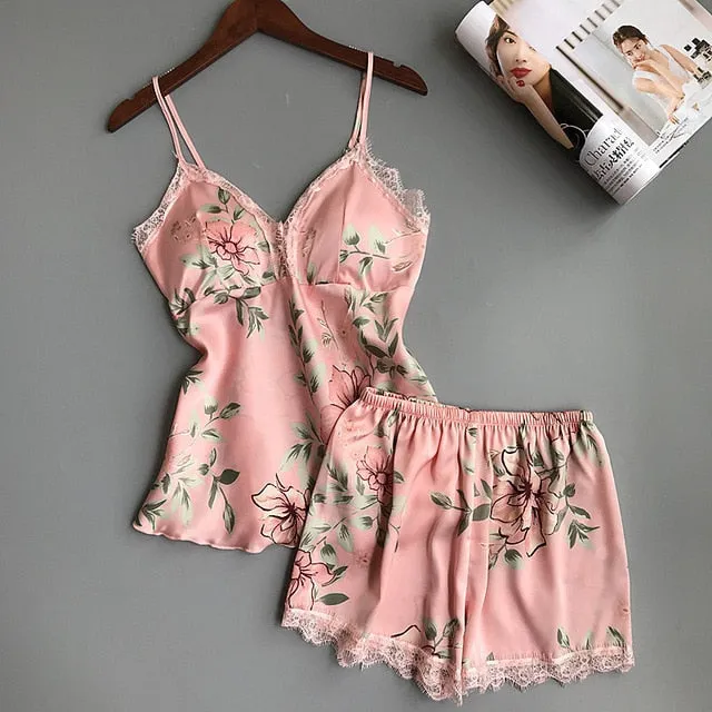 Sleep Lounge Pajama Sexy Satin Sleepwear