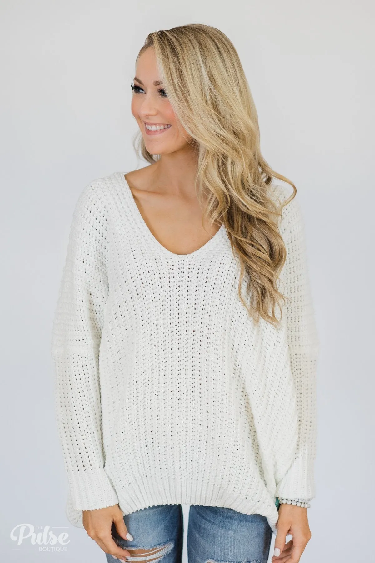Softly Knitted Chunky Sweater- White