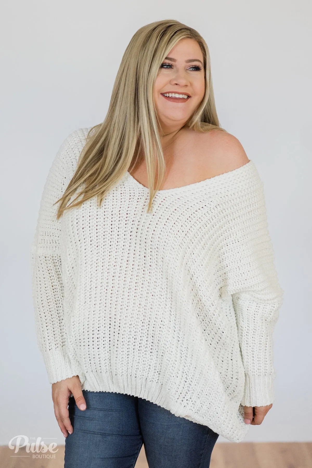 Softly Knitted Chunky Sweater- White