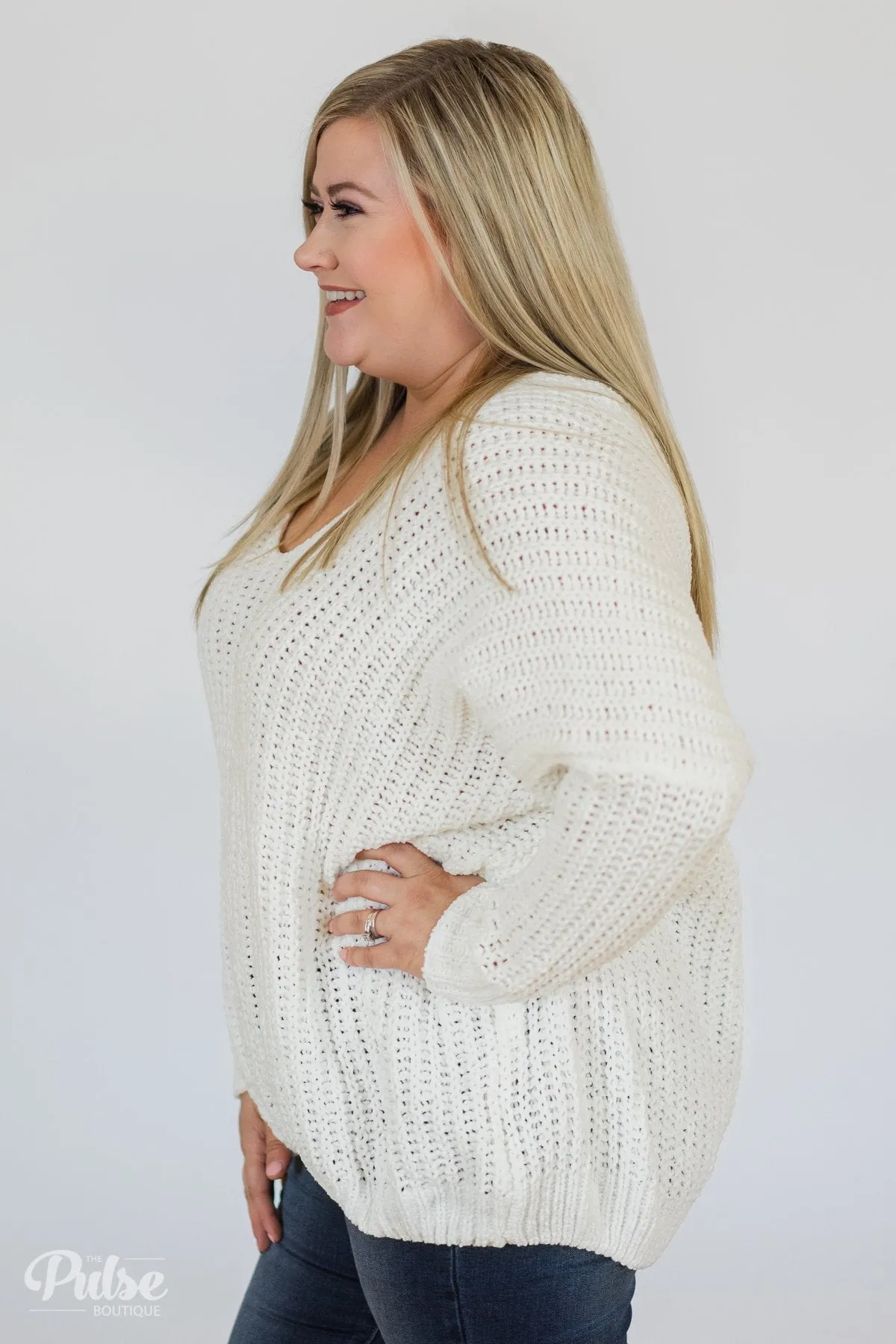 Softly Knitted Chunky Sweater- White