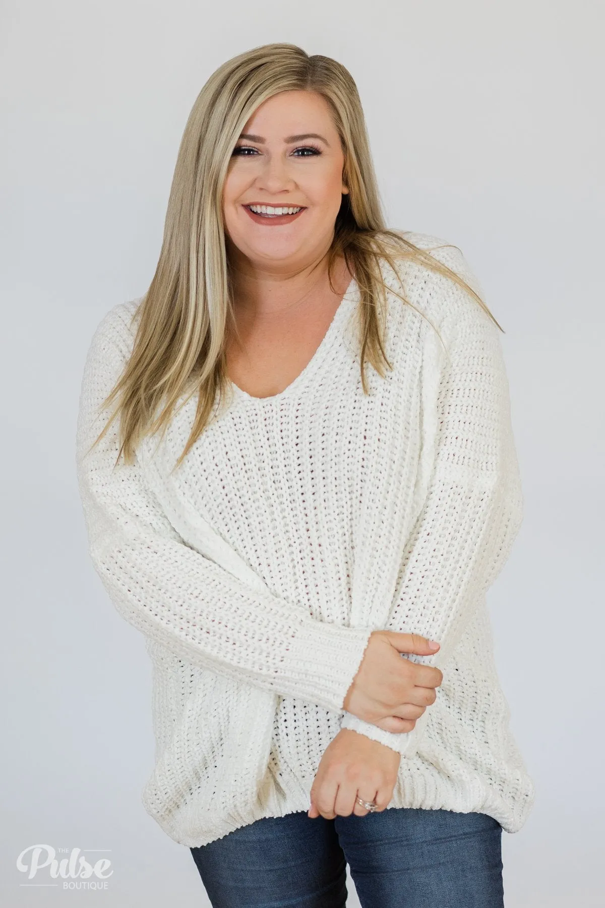 Softly Knitted Chunky Sweater- White
