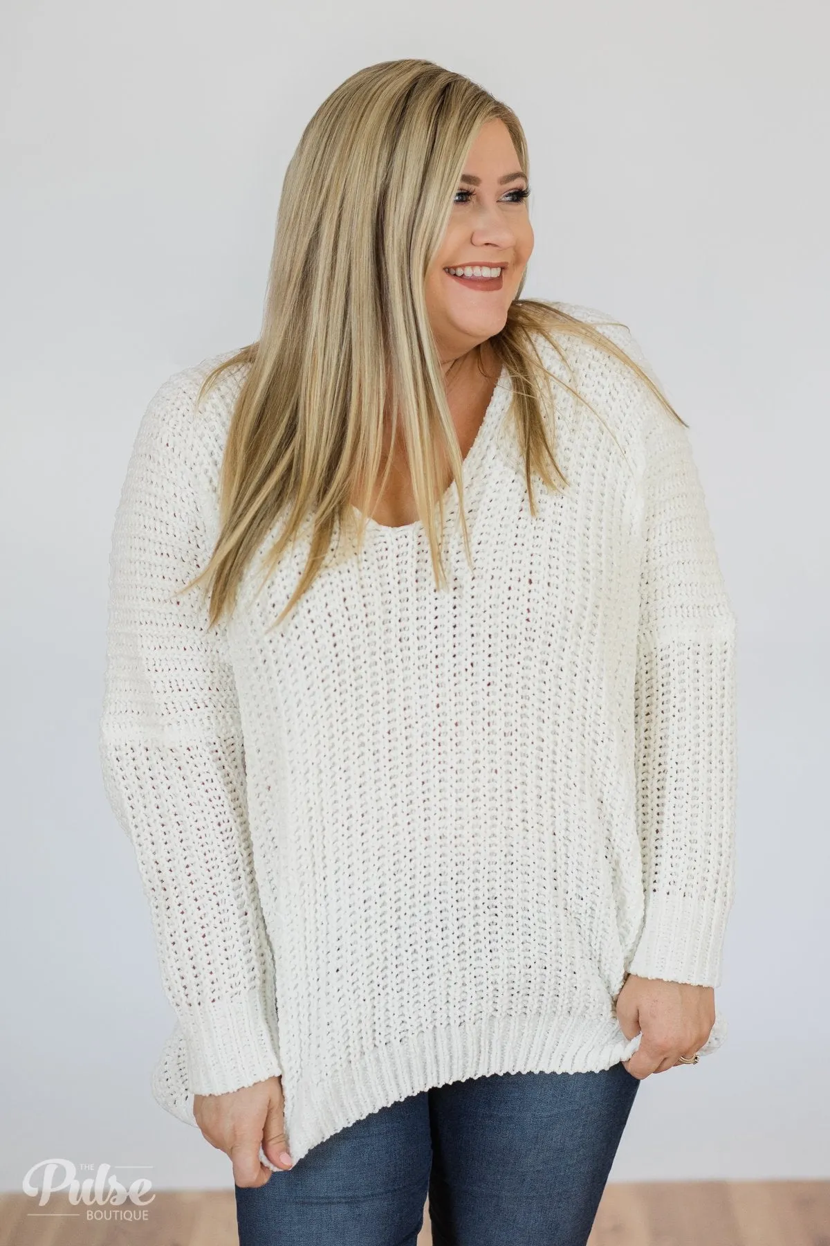 Softly Knitted Chunky Sweater- White