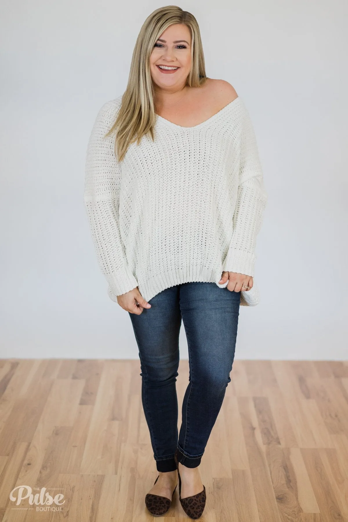 Softly Knitted Chunky Sweater- White