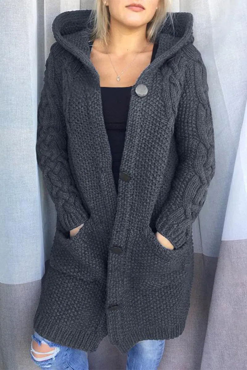 Solid Pocket Solid Color Hooded Collar Tops