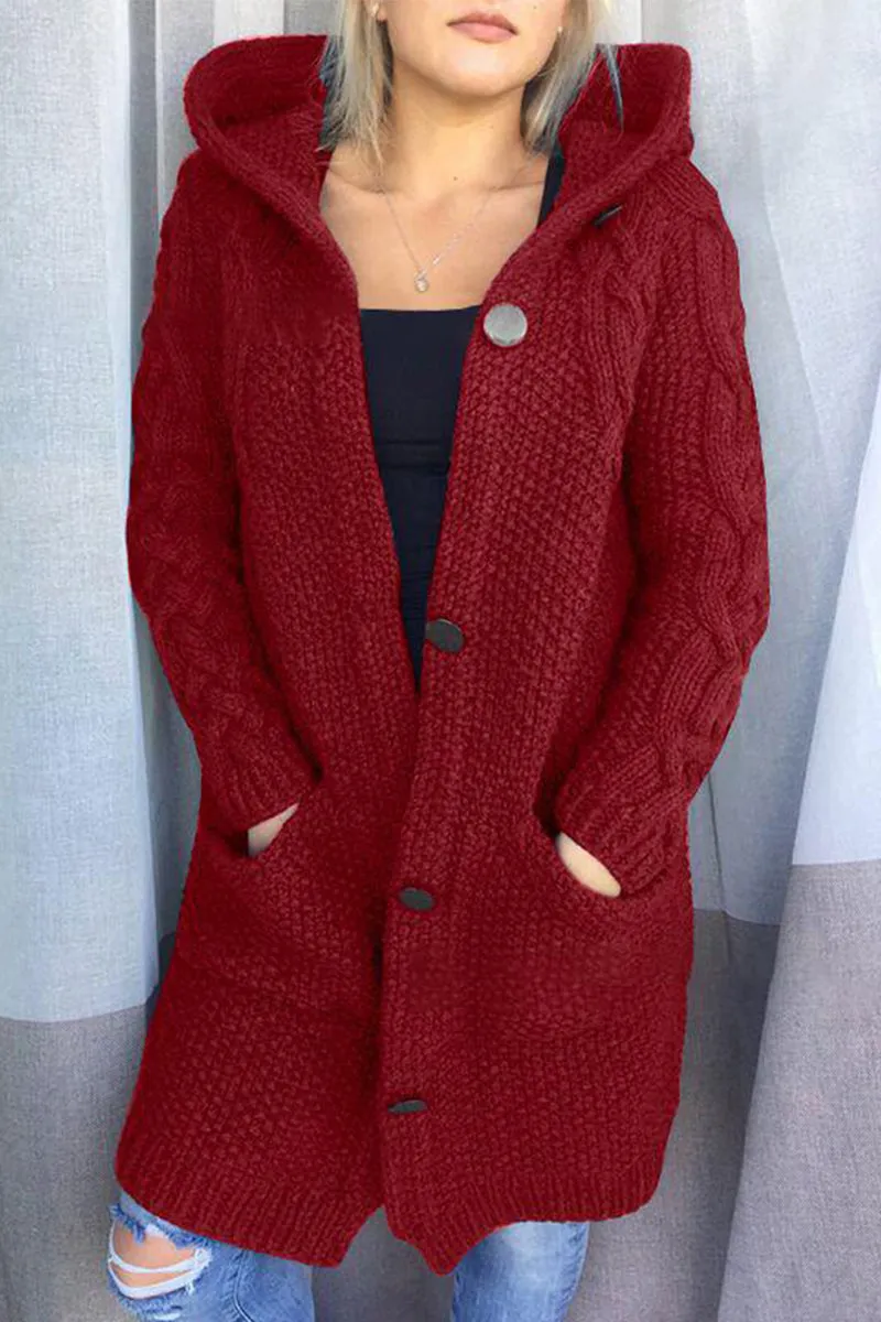 Solid Pocket Solid Color Hooded Collar Tops