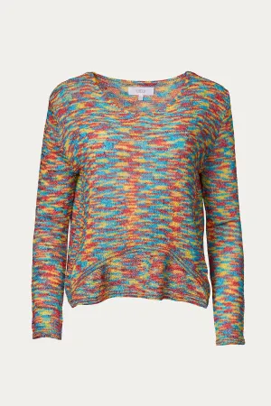 SPACE-DYED INTARSIA-KNIT SWEATER
