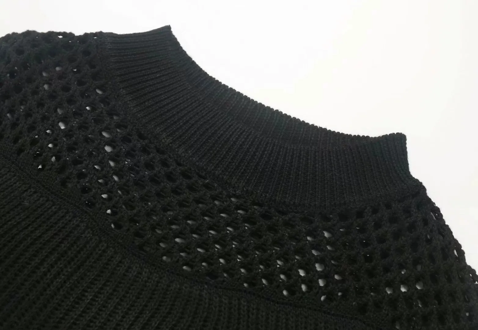 Splicing Hollow-out Flared Sleeve Knit Sweater