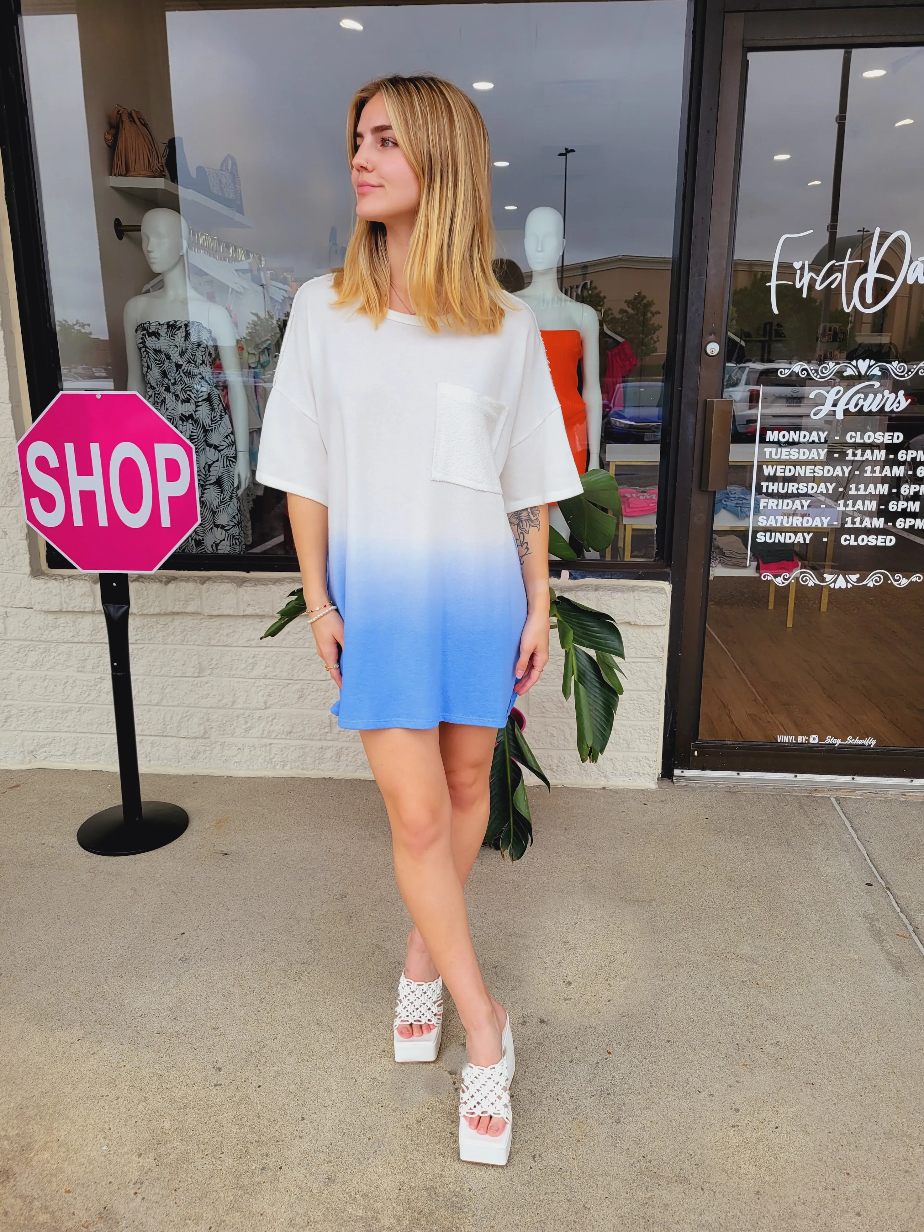 Spring Ombre Tee-Blue