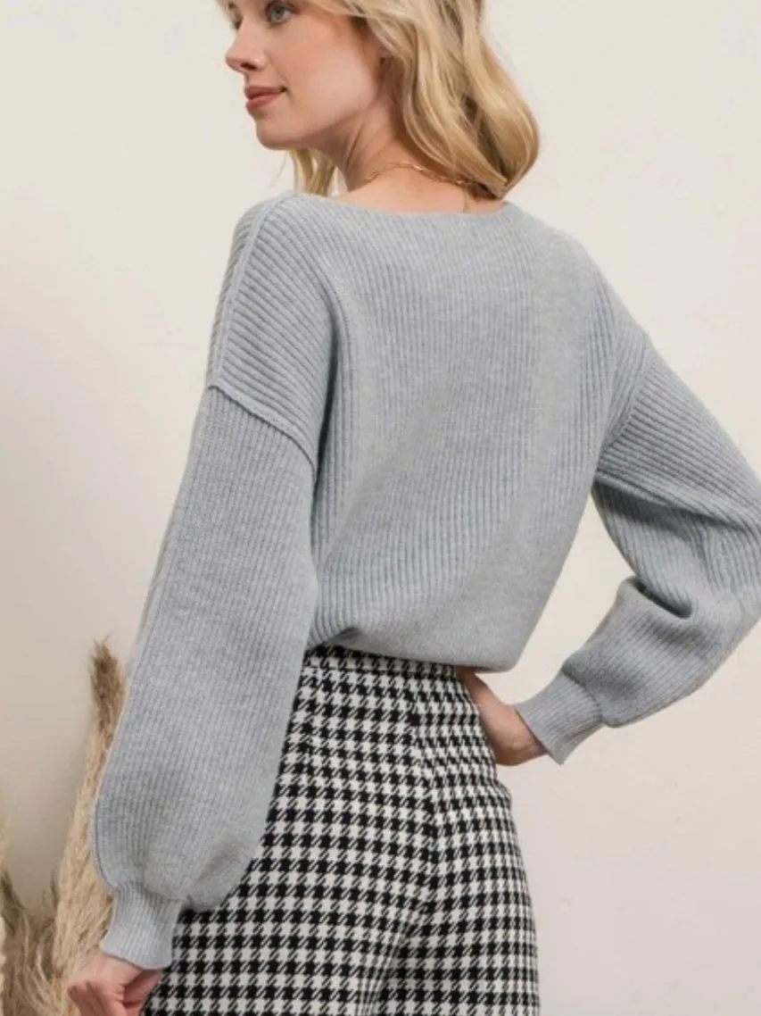 Stay Awhile Sweater: Grey