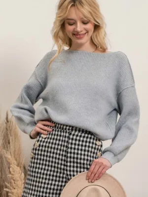 Stay Awhile Sweater: Grey