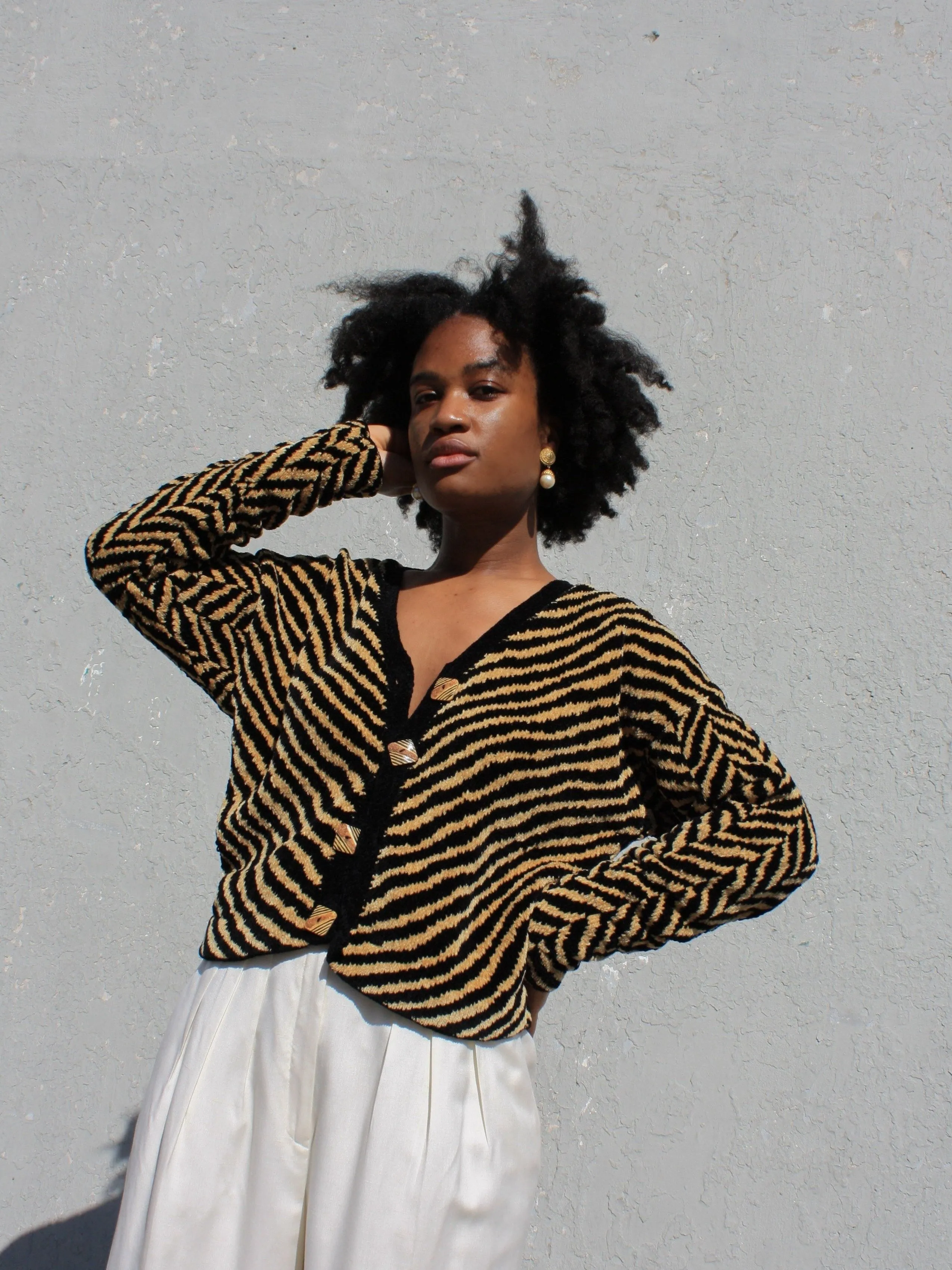 Striped Chenille Cardigan
