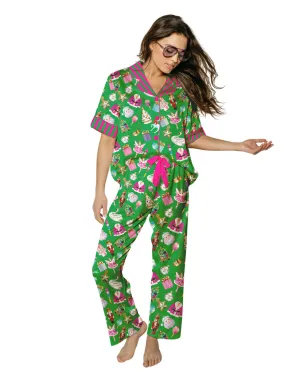 Sunshine Society Women's Holiday Baubles 3/4 Sleeve w/ Pants Set)
