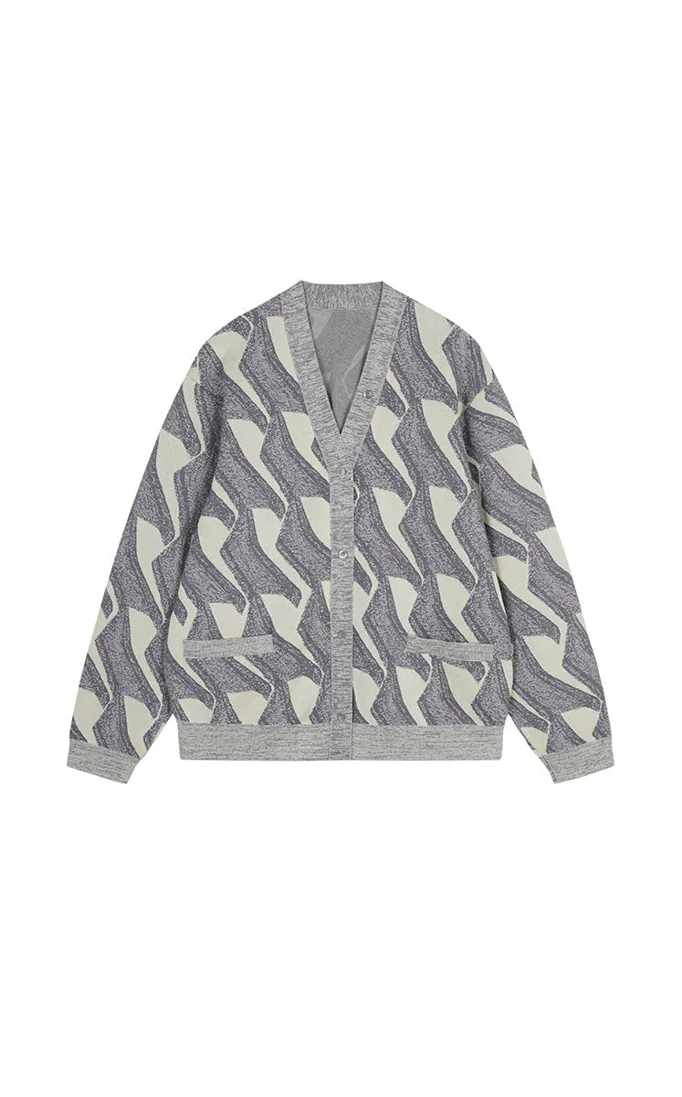 Sweater / JNBY Geometric Pattern Midi Knit Cardigan