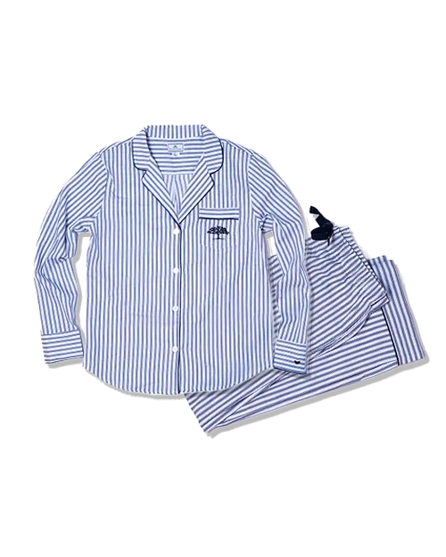 THE POST OAK | Women's French Ticking Twill Pajamas | Navy