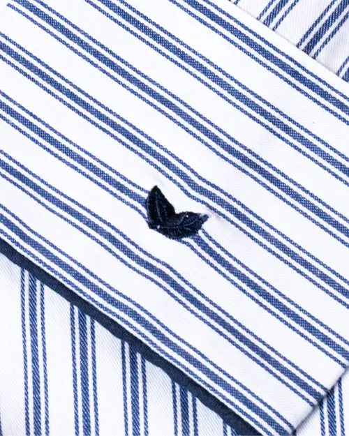 THE POST OAK | Women's French Ticking Twill Pajamas | Navy