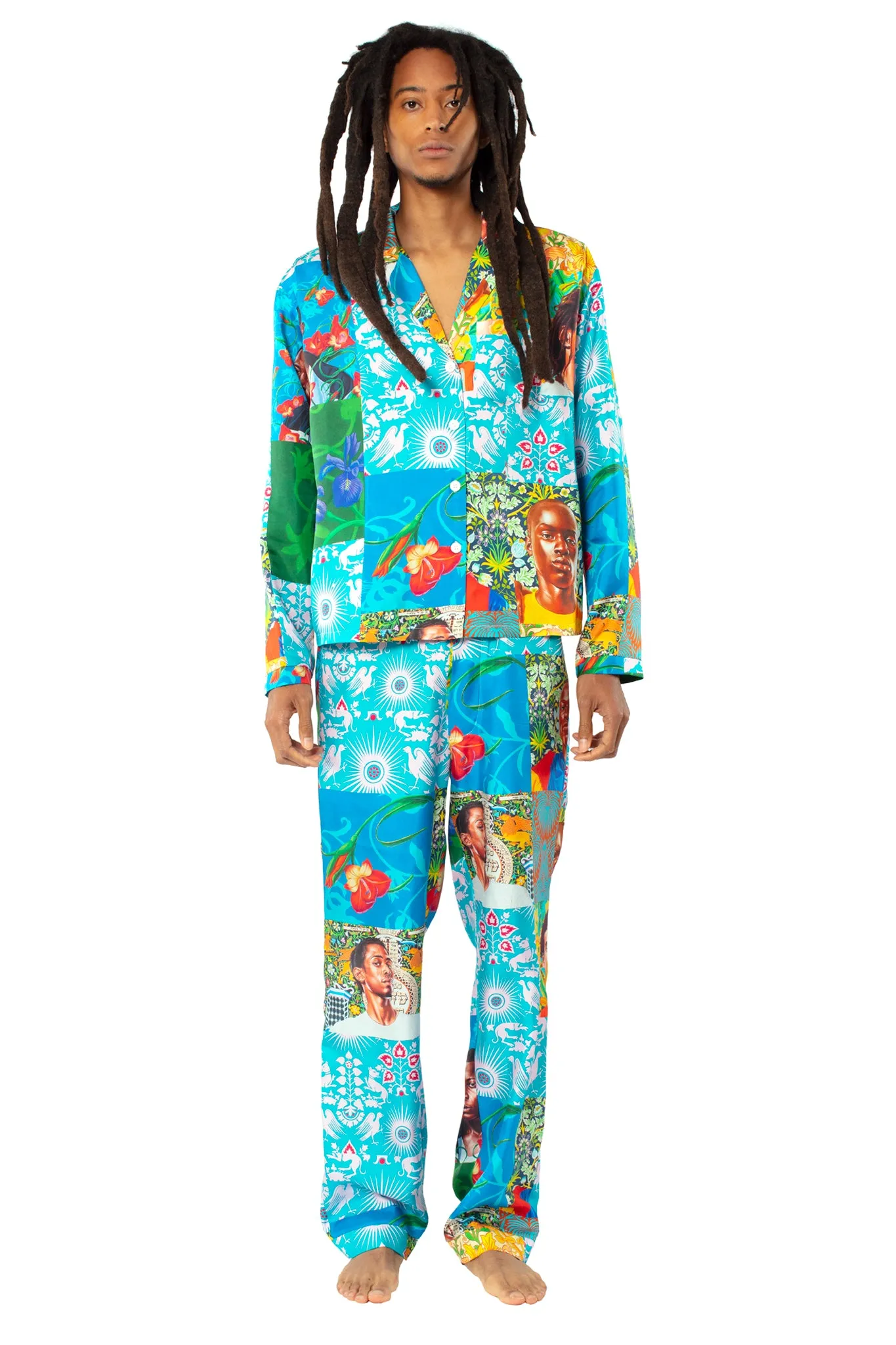 Tiled Silk Pajama Set by Kehinde Wiley