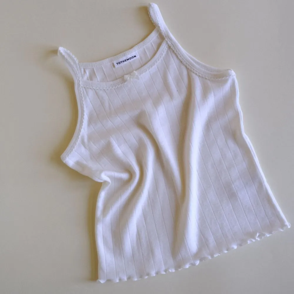 Tothemoon ☾ - Strap top - Curled ends - Wool & silk - Pointelle - Wide fit