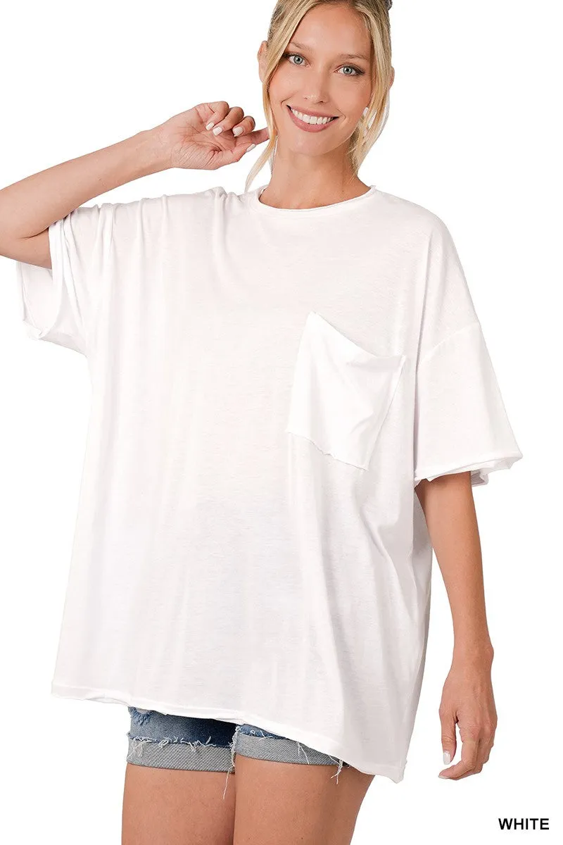 TRI BLEND OVERSIZED FRONT POCKET BOYFRIEND TEE