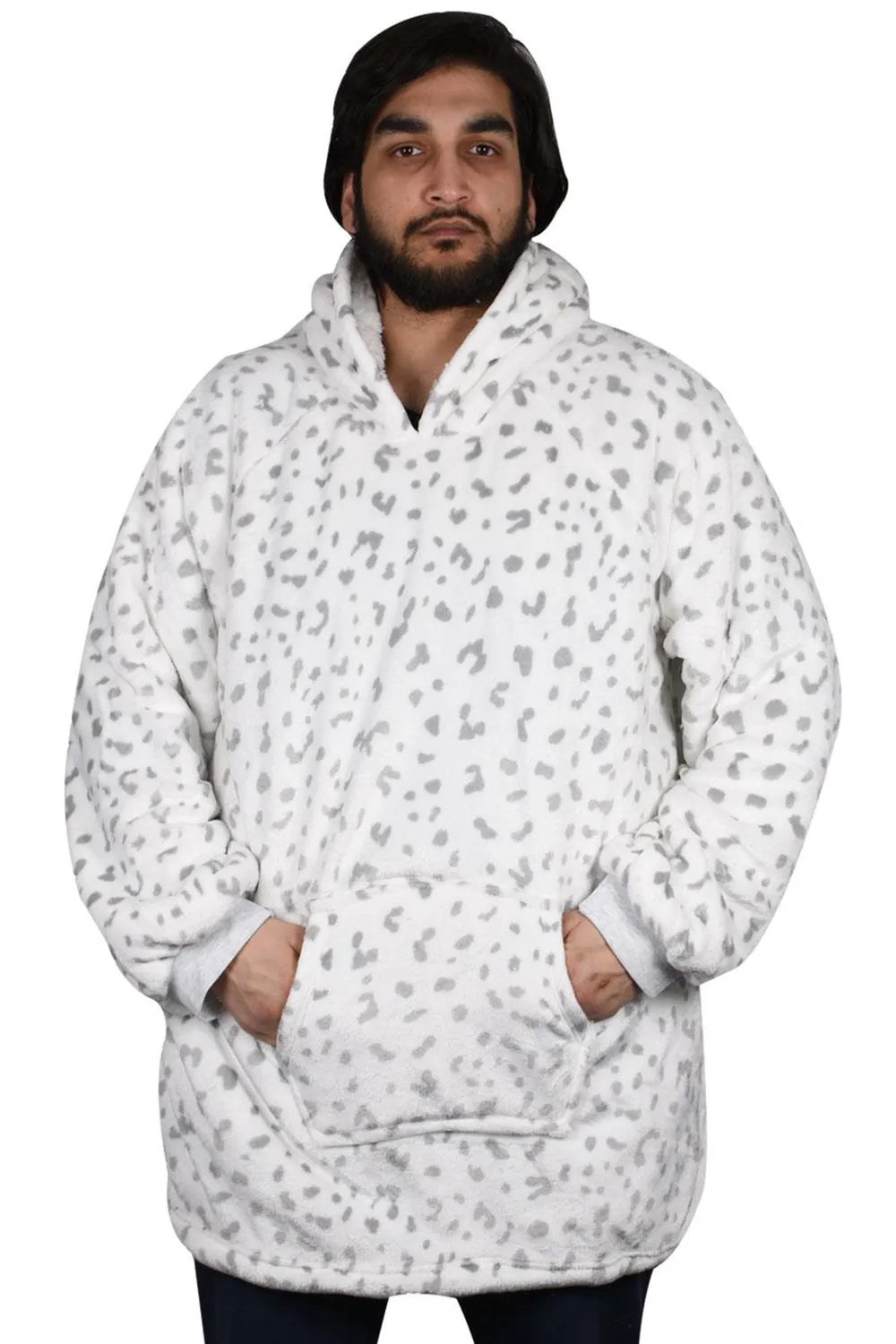 Unisex Spot Dot Sherpa Fleece Blanket Hoodie