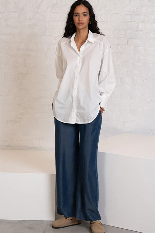 VALERIA WHITE OVERSIZED POPELINE SHIRT