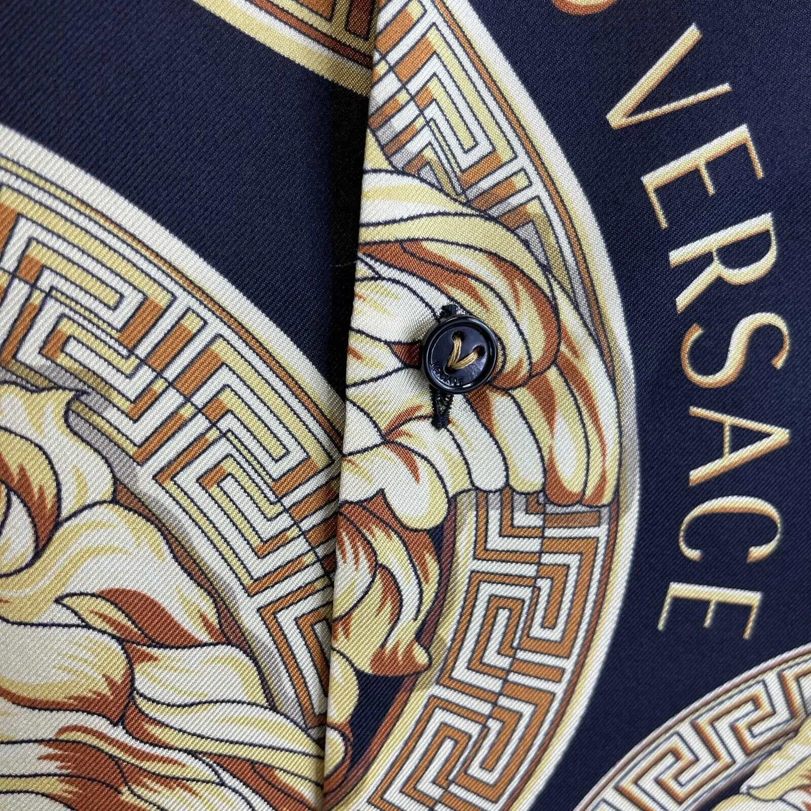Versace - Medusa Amplified Print Silk Pajama Shirt - Black / Yellow - Size 3 / L
