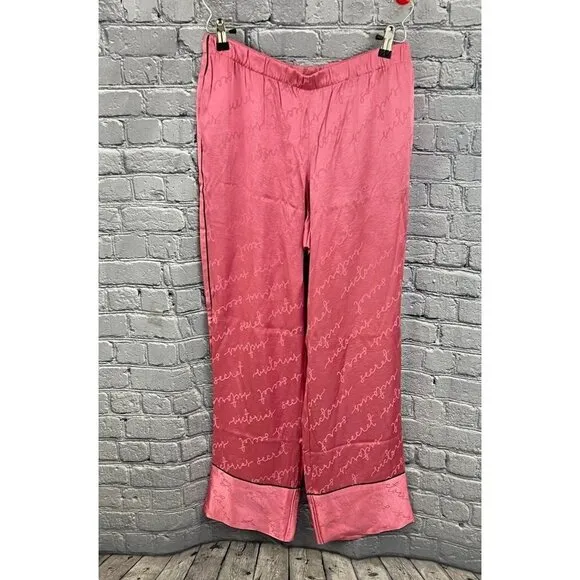 Victoria's Secret Pink Satin Silky Pajama Pants Lounge M Spell Out