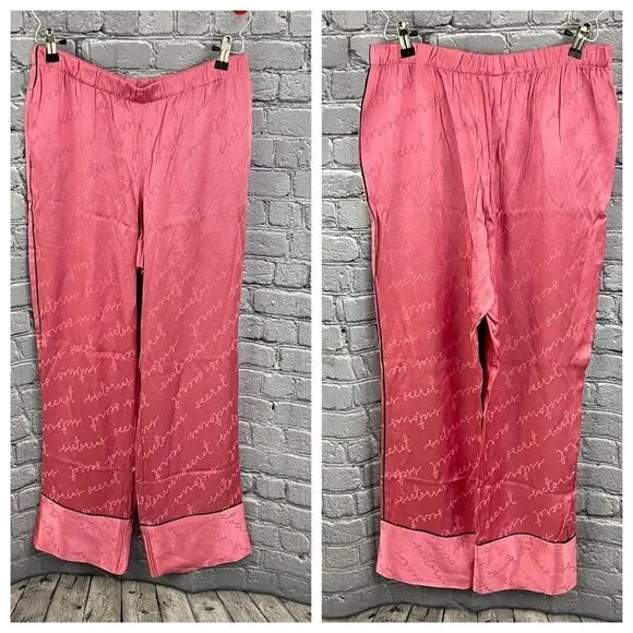 Victoria's Secret Pink Satin Silky Pajama Pants Lounge M Spell Out